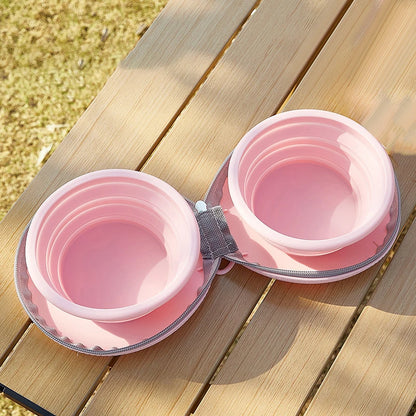 2 In 1 Foldable Silicone Dog Bowl Portable Travel
