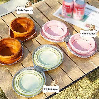 2 In 1 Foldable Silicone Dog Bowl Portable Travel
