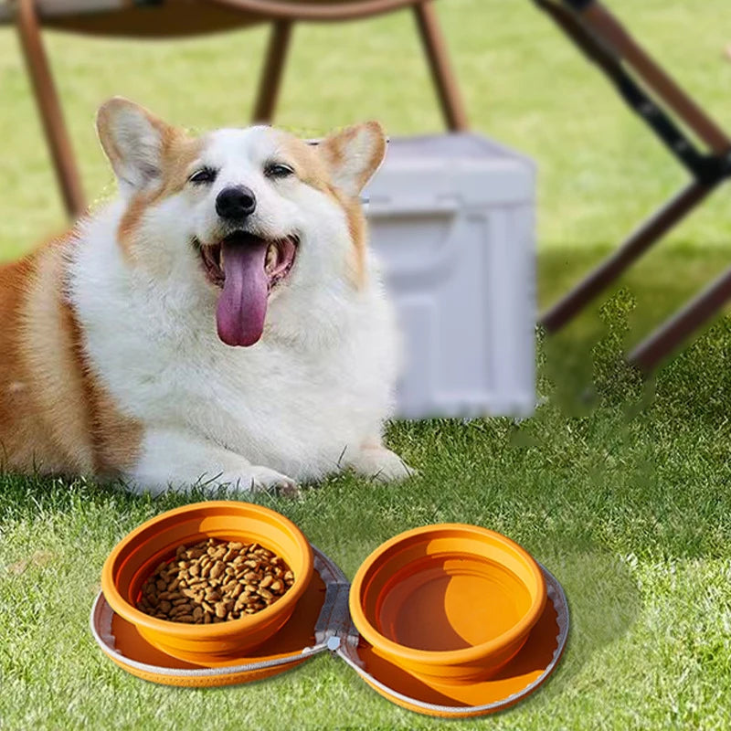 2 In 1 Foldable Silicone Dog Bowl Portable Travel
